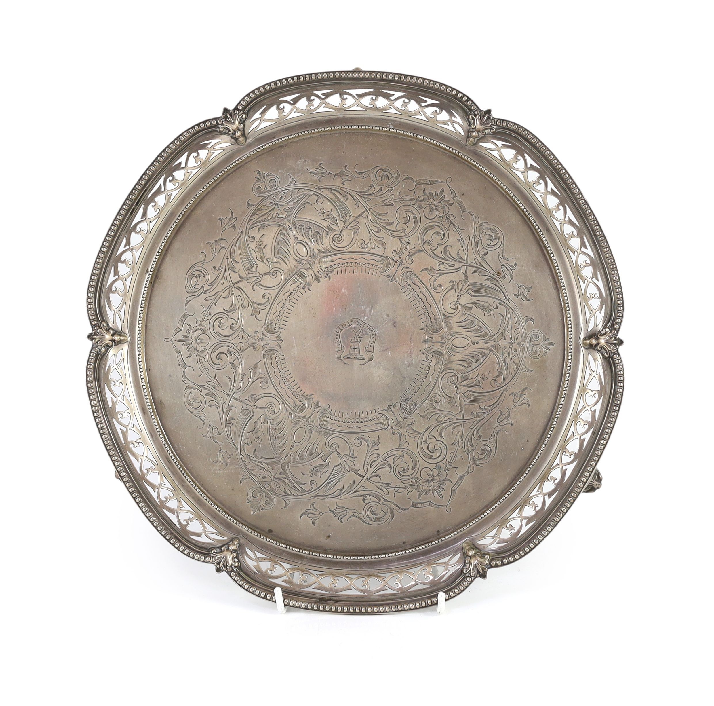A Victorian silver circular salver, by Henry Wilkinson & Co Ltd